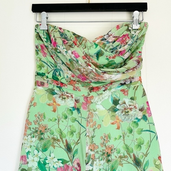 JAY GODFREY Lydia Strapless Green Floral Romper Size 4 - Picture 2 of 9